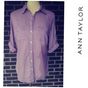 Ann Taylor lightweight gingham blouse sz8